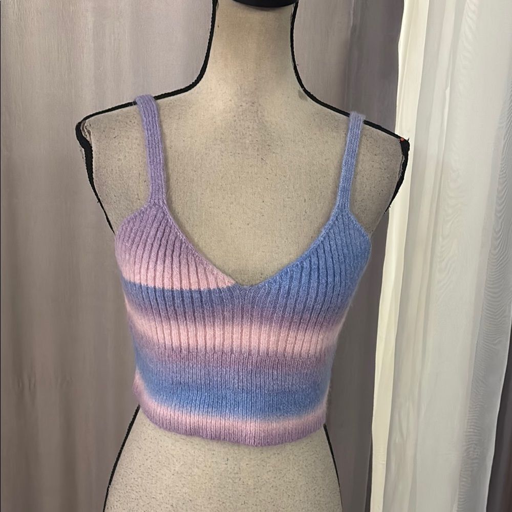 Lovers and friends rainbow knit cropped top, M